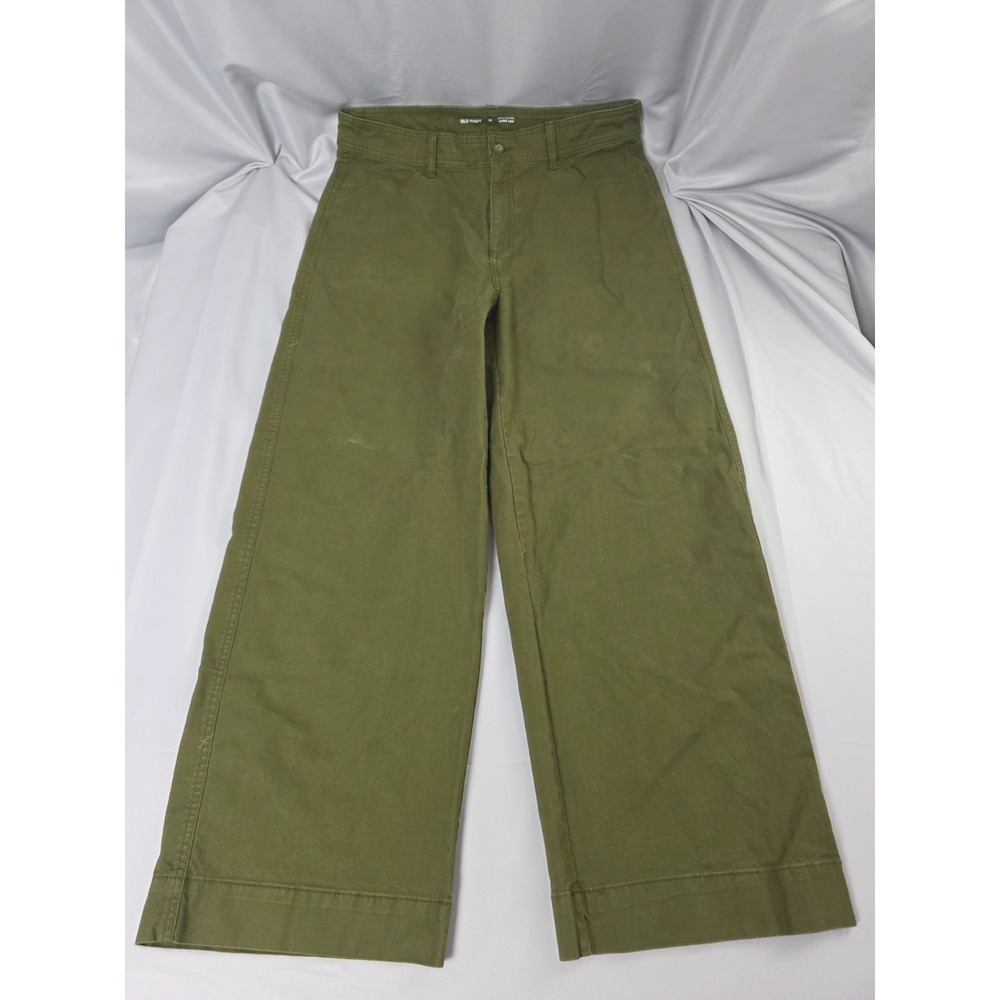 Old Navy Women's Green Pants Size 14 Xtra-High Rise Wide Leg Casual